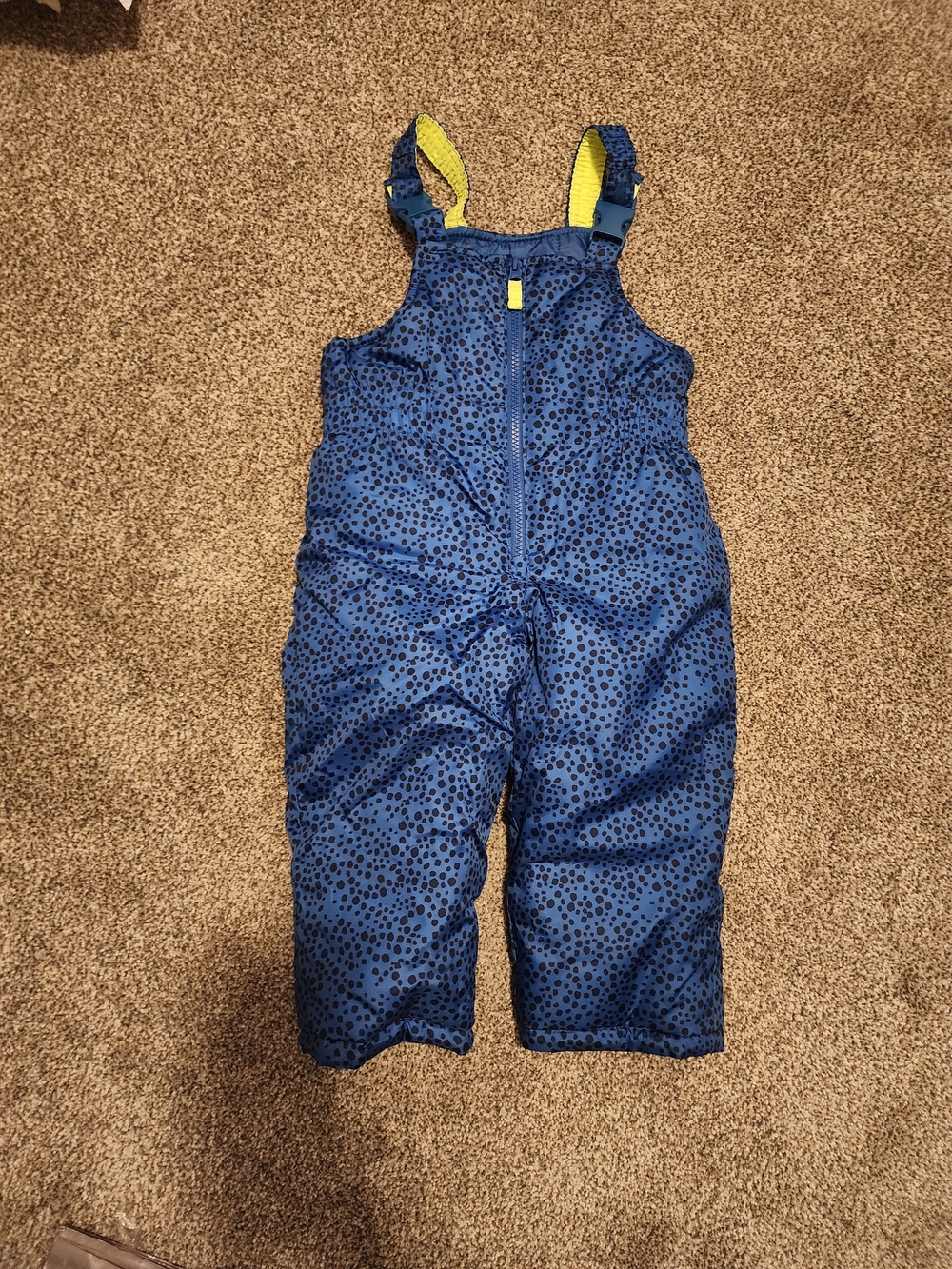 Carter's Blue Dot Insulated Bib Overalls with Yellow Trim